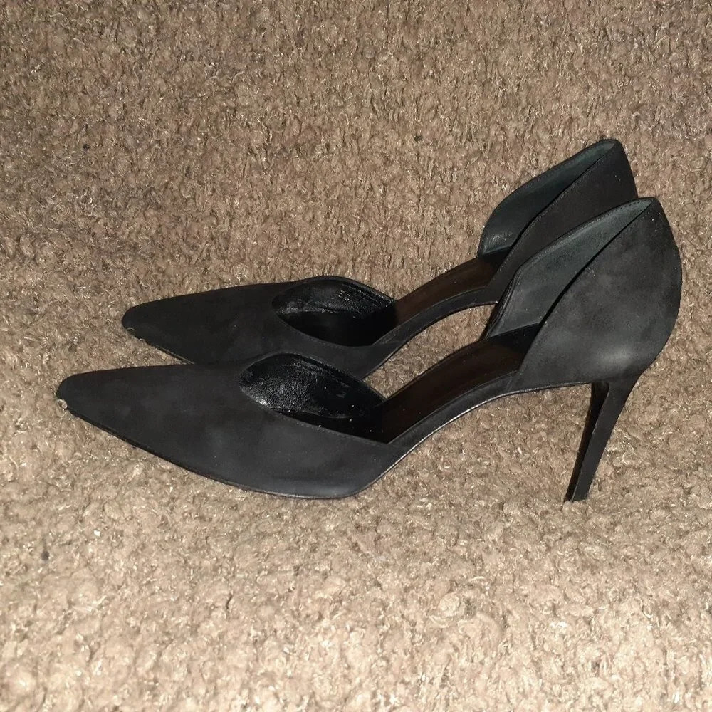 SAINT LAURENT-Paris Skinny 80 D’orsay Black Suede Pumps-Sz 38-Very Good-READ - Picture 2 of 8